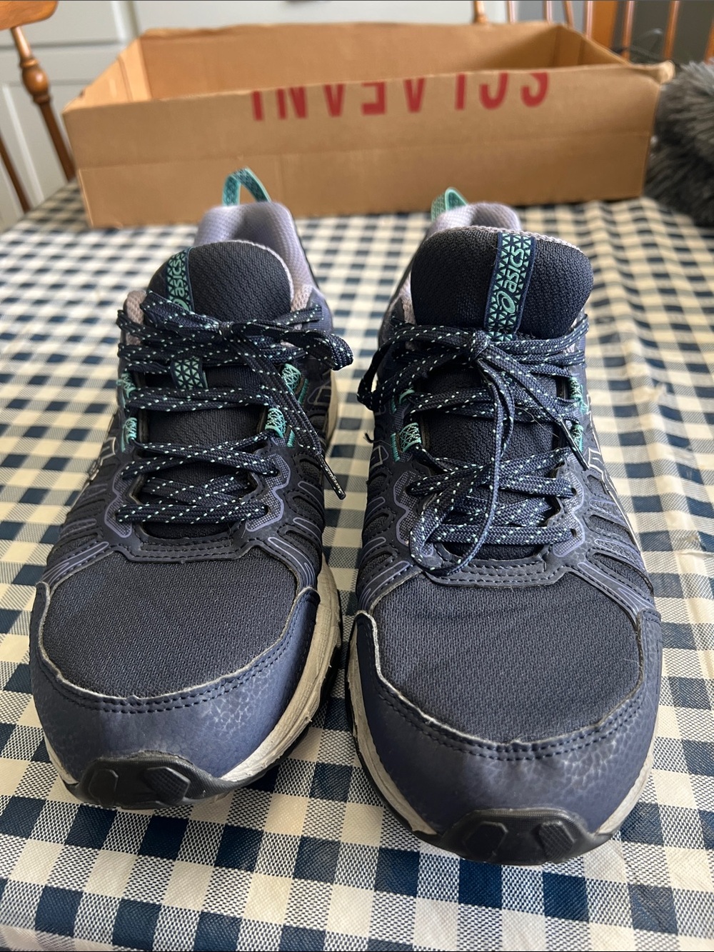 Asics Navy Athletic Shoes with Teal Accents